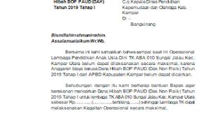 Contoh Format Permohonan Pencairan Dana Bop Paud Tahun 2019 Berkat Ilmu
