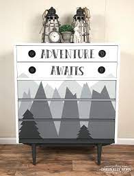 Check out our painted dresser selection for the very best in unique or custom, handmade pieces from our dressers & armoires shops. Mountain Adventure Theme Kids Or Nursery Dresser Painted In Chalk Paint By Annie Sloan In Shades Of Graphite And Pure W Furniture Nursery Dresser Boy Dresser