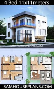 House Plans 11x11 With 4 Bedrooms Plan De Maison Villa Plan Construction Maison Maison Architecte