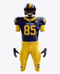 American Football Kit Mockup Front View In Apparel Mockups On Yellow Images Object Mockups Clothing Mockup Sports Garments Shirt Mockup