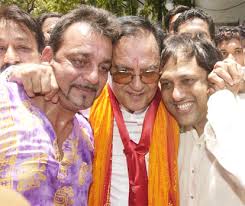 Sunil Dutt with actor son Sanjay Dutt and actor Govinda