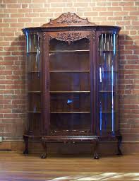 Price My Item Value Of American Victorian Carved Oak Curved Glass China Curio Cabinet C1880 Antique China Cabinets Vintage Bookcase Victorian Furniture