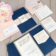 Navy And Blush Wedding Invitations Navy And Blush Pocket Etsy In 2020 Navy Wedding Invitations Blush Wedding Invitations Blush Invitations