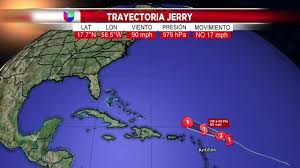 El huracán de categoría 5 en la escala saffir simpson es un huracán muy fuerte, presenta vientos máximos. Esta Es La Trayectoria Actualizada Del Huracan Jerry Segun El Pronostico Univision 23 Miami Wltv Univision