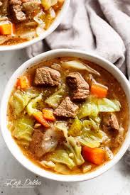 No matter the time of year, nothing beats the comfort of a big bowl of warm soup. Cabbage Soup With Beef Cafe Delites