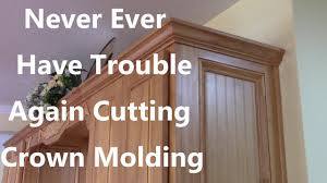 Take a piece of molding larger than that measurement, lay it on your miter saw, on the left side of the blade. Question What Angle Do You Cut Crown Molding Corner Cabinets Kitchen