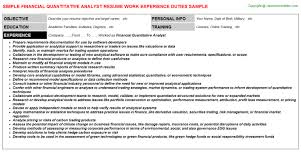 Finally, save your financial analyst resume sample in a pdf format. Financial Quantitative Analyst Resume Sample