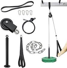 Working out the triceps with triceps rope pull downs. Amazon Com Syl Fitness Cable Pulley System Pulldown Machine For Home Gyms Equipment For Shoulder Tricep Bicep Arm Workouts Weight Plates Loading Pin With 800lbs Capacity Heavy Duty Steel