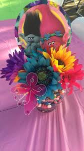 Table Center Piece Trolls Trolls Birthday Party Birthday Party Printables Free Trolls Birthday