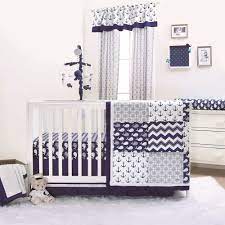 The Peanut Shell 3 Piece Baby Crib Bedding Set Navy Blue Nautical Whales And Anchors 100 Cotton Walmart Com
