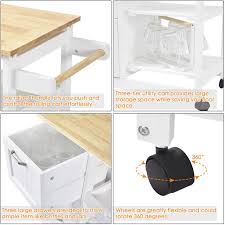 See full list on islandonwheels.com Buy Nsdirect Kitchen Island Cart Industrial Kitchen Bar Serving Cart Rolling On Wheels Utility Storage Trolley With 3 Tier Wine Rack Shelves Three Storage Drawers Soild Rubber Wood Top White Online In Germany B08dckxx4s