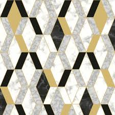 Geometric wallpaper appreciates the chic style of simple lines and shapes. Muriva Runa Marble Tile Pattern Wallpaper Faux Metallic Vinyl L63802