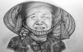 Recycle collectors sitting,pencil sketch