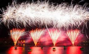 Christmas decorations hunging on branches of a pine tree growing on the beach of the aegean sea, new year holidays by the sea concept. Contact Us The Uk Firework Company