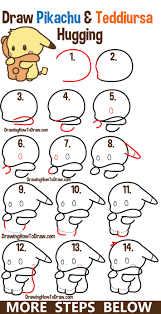 How To Draw A Cute Chibi Pikachu And Teddiursa Pokemon Hugging Easy Step By Step Tutorial How To Draw Step By Step Drawing Tutorials Drawing Tutorial Cute Easy Drawings Kawaii Drawings