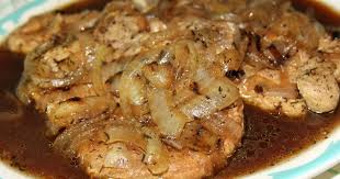 Easy Pork Chop And Onion Bake From Deep South Dish Blog Pork Chops Seasoned Simply With Salt And Pepper Then Seared A Easy Pork Chops Pork Recipes Easy Pork