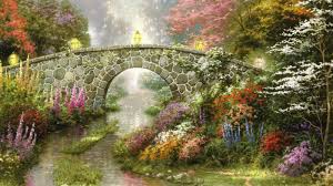 There are 369 thomas kinkade paintings for sale on etsy, and they cost $85.56 on average. Wallpaper Painting Flowers Lantern Bridge Arch Stream Thomas Kinkade Autumn Flower Flora Lawn 2560x1440 Px Botany Floristry Botanical Garden 2560x1440 Wallup 518009 Hd Wallpapers Wallhere
