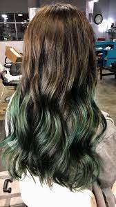 Green eyes and curly brown hair. Emerald Green Balayage Green Hair Ombre Dark Green Hair Hair Styles