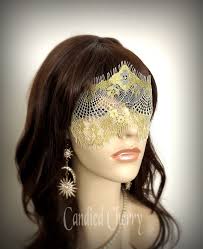 Gold & White Lace Mask Veil-mysterious Masquerade Party Fetes Galantes  Halloween Rococo Wedding Gold White Eyelash Lace Blindfold-"du Barry"