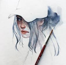 Image result for tranh vẽ cô gái tóc ngắn