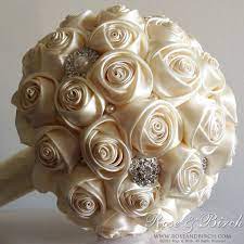 Made To Order Bridal Wedding Bouquet Satin By Roseandbirchbouquets 270 00 Flower Bouquet Wedding Wedding Bridal Bouquets Fabric Flower Bouquet