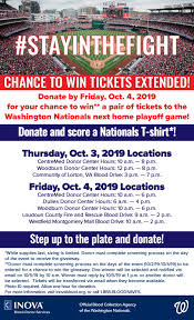 Maybe you would like to learn more about one of these? Washington Nationals Celebration Event Extended Oct 3 4 2019 Inova Blood Donor Services