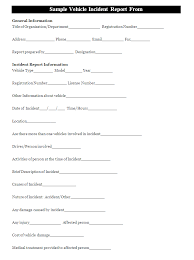 Vehicle Incident Report Template Report Templates Incident Report Report Template Report