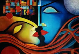 Modern Art Paintings Of Love Romance Love Couple Abstract Acrylic Passion Moon Living Modern Art Paintings Love Modern Art Paintings Painting Art
