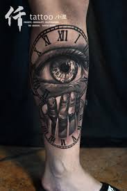 Poseidon And Eye Themes Full Calf Tattoo Incorporates The Theme Of Clocks And Pointer Work Around 14hours Did W Calf Tattoo Original Tattoos Eye Tattoo