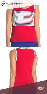 Tommy Hilfiger Red Stripe Logo Tank Top Size M Logo Tanks Tommy Hilfiger Tank Tops