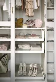 Here's a basic solution to get you started, and space for more interiors if you want to upgrade. Pax Wardrobe White Tyssedal Glass Ikea