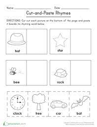 Cut And Paste Rhymes Worksheet Education Com