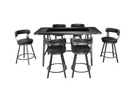 Round out your game room with stylish pub tables to suite your guests; Alexander Black Pub Table W 6 Chairs The Furniture Loft