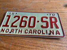 Vintage North Carolina Tag License Nc Plate 1970 1260 Sr Classic Cars North Carolina Novelty Sign Vintage