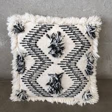 Black And White Throw Pillow With Tassels White Black Fringe Pillow Fringe Pillows Pillows Throw Pillows