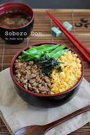 Soboro Don Japanese Ground Chicken Rice Bowl Rice Recipes For Kids Easy Japanese Recipes Chicken Rice Bowls