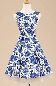 Blue And White Floral Vintage Dress Vintage Floral Dress Fashion White Vintage Dress