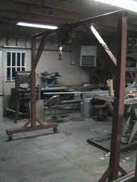 Gantry Crane By Hephaestus29 Homemade Gantry Crane Powered By An Electric Hoist Fabricated From 4x4 Steel Tubing And Gantry Crane Garage Tools Welding Shop