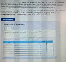 Solved Lance Brothers Enterprises acquired $575,000 of 3%