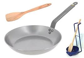 De Buyer 5610 24 Mineral B Element Fry Pan 9 5 Inch 24 Cm Free Bonus Spoon Spatula Utensil Drip Stand Cookware Organization Kitchen Sofa Table