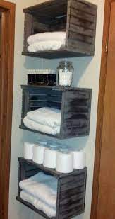 For spaces large and small you'll be sure to find a solution, or more than one, that gives you the storage you'll also have more room to keep larger size towels like bath towels but of course you can also use them to keep other items and extra supplies. Old Crates As Towel Storage Bathroom Towel Storage Diy Bathroom Storage Diy Towels
