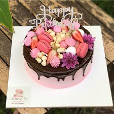 Birthday Gift Cake And Flowers Pinky Birthday And Weekend Strawberry Cake Chocolate Macarons Meringue Popcorn Birthdaycake Flower Mar Cake Bright Cakes Birthday Cakes For Men