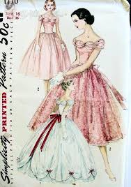 1950s Dreamy Formal Evening Dress Pattern Strapless Boned Bodice Very Full Skirt In 2 Lengths De Vintage Dress Patterns Evening Dress Patterns Vintage Outfits