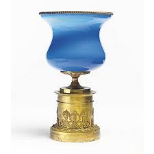 A Russian Neoclassical Ormolu Mounted Blue Opaline Glass Vase Circa 1830 Opaline Glass Vase Glass