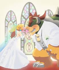 ~ princess peach and bowser wedding ~. Princess Peach And Bowser Mario And 2 More Drawn By Zabumaku Danbooru
