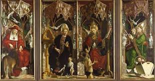 Kirchenvateraltar Totale Die Kirchenvater Hieronymus Augustinus Gregor Und Ambrosius Von Michael Pacher Kunstdruck Bildergipfel De Altar Kunstdruck Pinakothek Munich