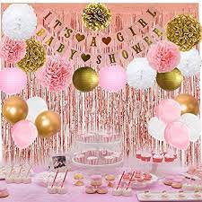 Baby shower decorations & decorating ideas to celebrate the new arrival. Baby Shower Party Decorations For Girl Pink And Gold Baby Shower Decoration It S A Girl Baby Shower Banner Paper Lantern Tissue Flowers Baby Shower Decorations Supplies Set Size 1 Buy Online