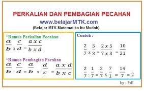 Dalam penjumlahan bilangan pecahan berpenyebut sama sangat mudah tinggal menjumlahkan. Perkalian Dan Pembagian Bilangan Pecahan