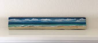Unique Reclaimed Wood Beach Painting On Bead Board Waves Etsy Beach Painting Barn Wood Art Beach House Decor