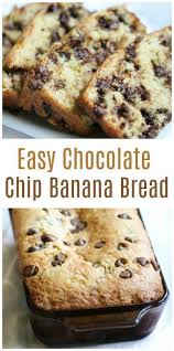 Easy Chocolate Chip Banana Bread Recipe Only 4 Ingredients Recipe Chocolate Chip Banana Bread Recipe Chocolate Chip Banana Bread Banana Chocolate Chip